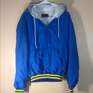 Vintage Holloway Royal Blue Pullover Hoodie/jacket with Yellow Stripe Trim